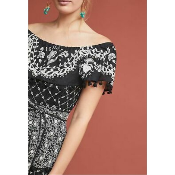 NWT Anthropologie Marisol Embroidered Pommed Midi - Picture 3 of 12